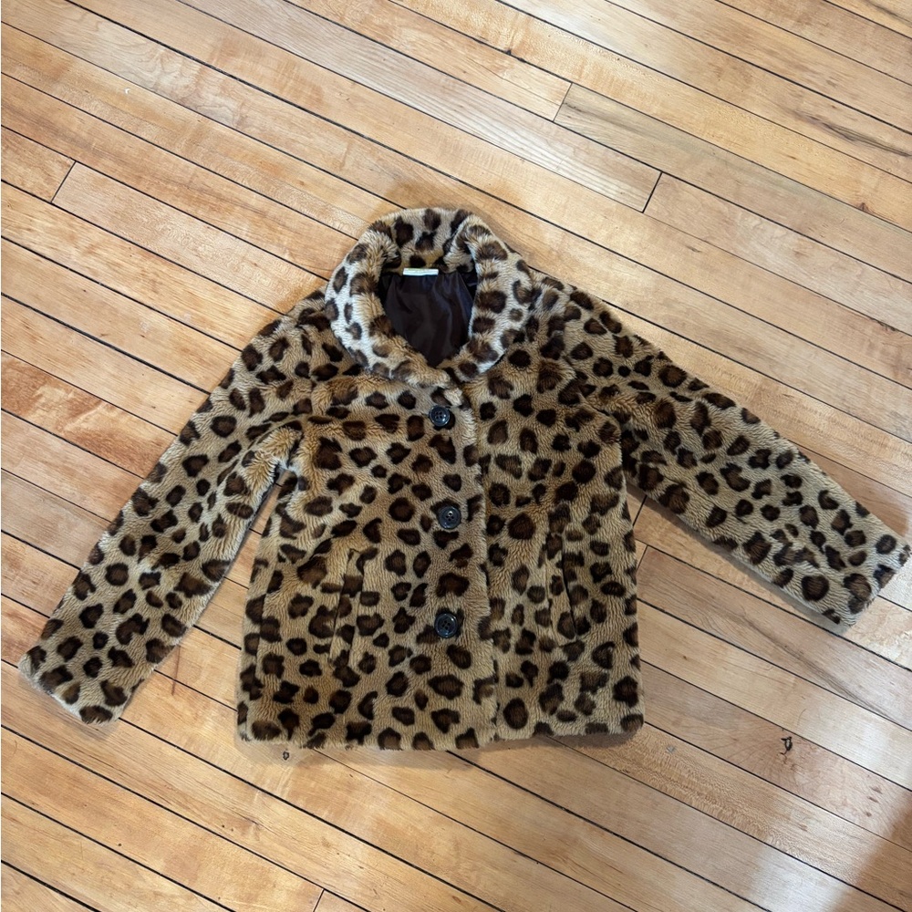 Vintage Leopard Print Faux Fur Coat